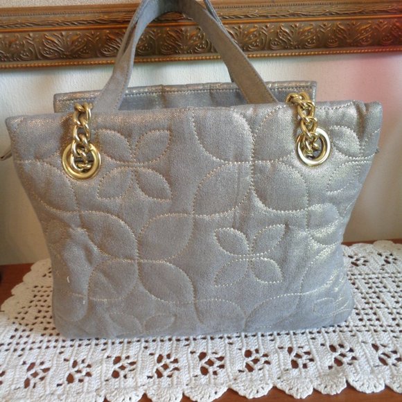 Relic Quilted Metallic Gold Shimmer Satchel - Picture 3 of 12